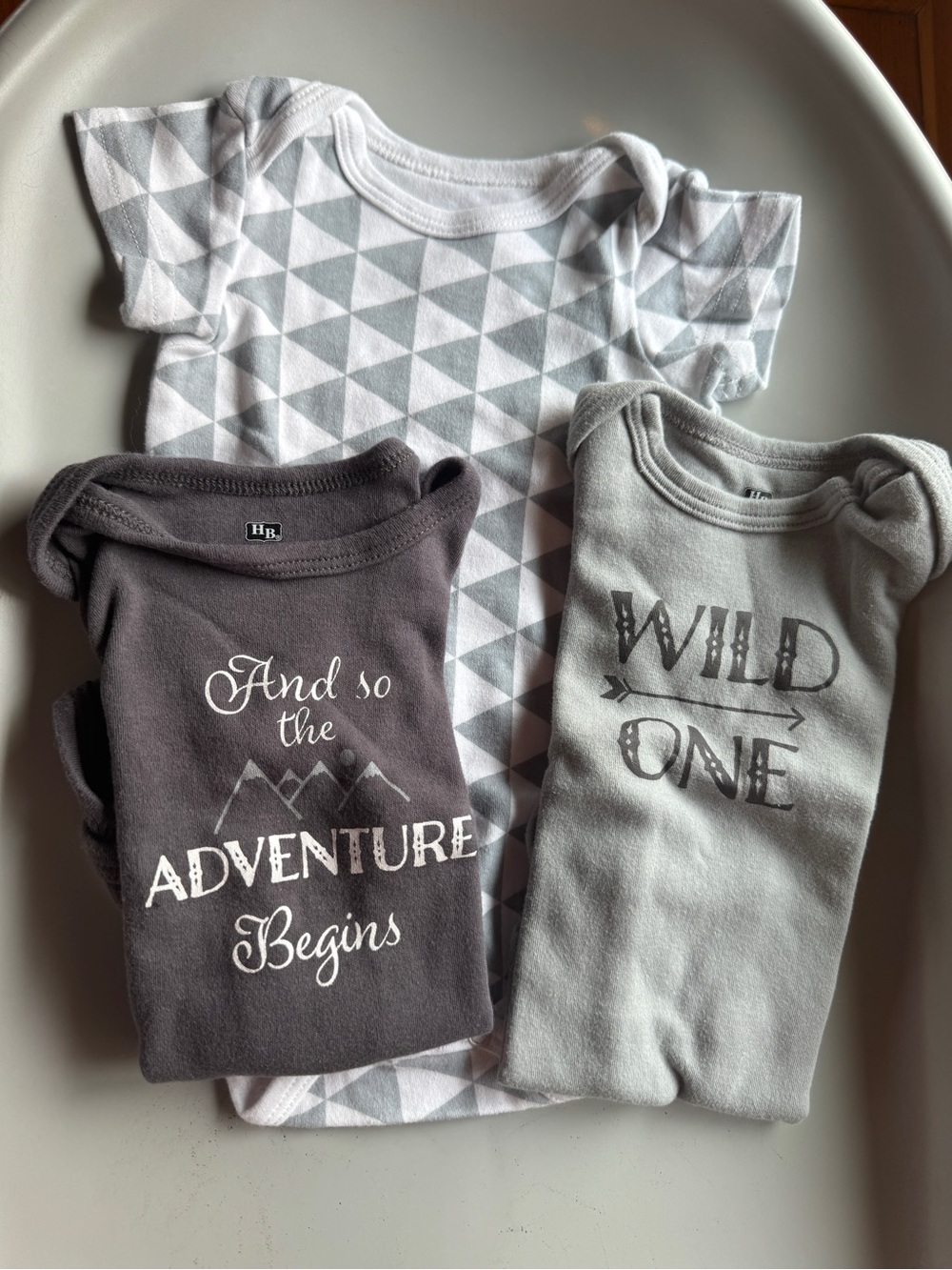 Hudson Baby Grey, Light Grey & White Graphic One-Piece Bodysuit Set